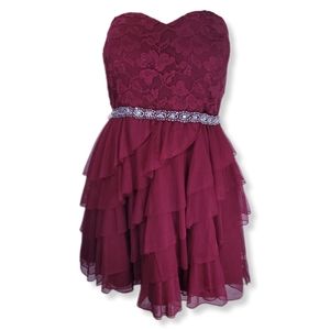 Love Reign | Dresses | Love Reign Womens 22 Mini Dress Formal Lace Ruffles  Rhinestones Strapless Prom | Poshmark